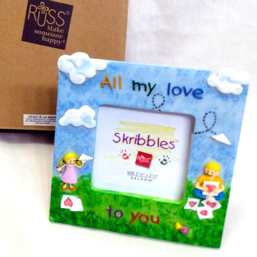 Russ Berrie & Co. Frame-Scribbles-"All My Love To You" Holds 2.5" x 2.5" Pic.NIP